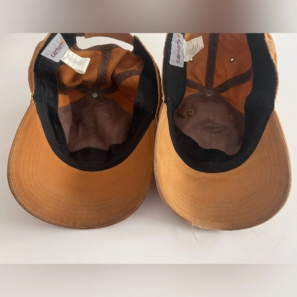 2 Distressed Thrashed Carhartt Baseball Caps Gold Tan